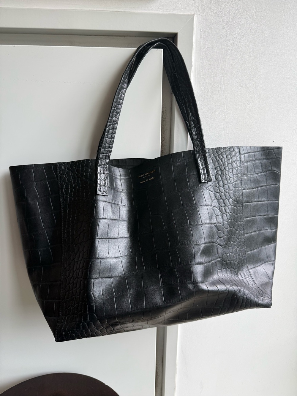 Kurt Geiger Black Croc-Embossed Tote